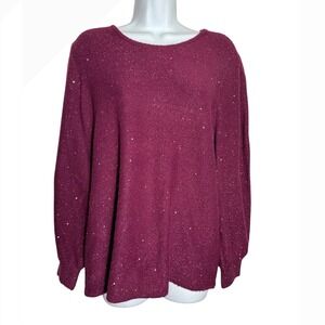 Chico's‎ Sweater Size 16 (Chicos size 3) Purple Pullover Sweater Sparkle PERFECT